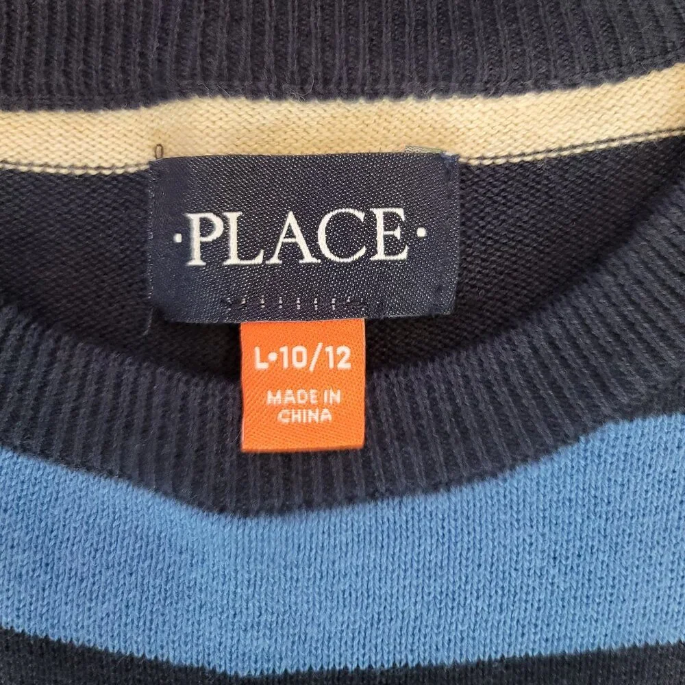 Children's Place Boys Blue Stripe Sweater Large 10-12